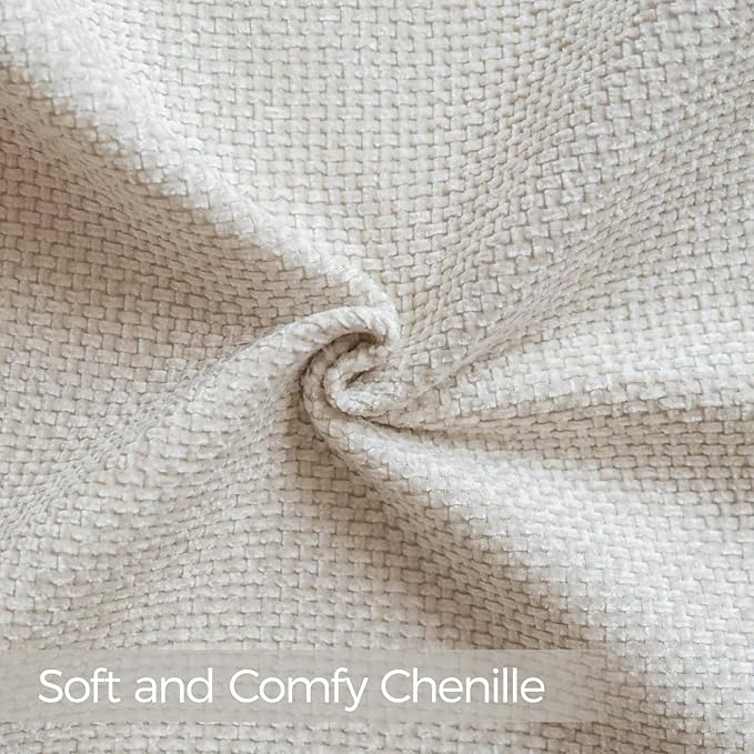 a moment Ivory Chenille Throw Pillow Covers 24x24 Inch Pack of 2 Modern Decorative Throw Pillow Cases Farmhouse Cross Covers Home Decor for Sofa Bedroom Living Room