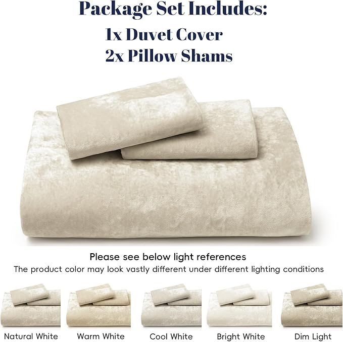 PHF Truly Velvet Duvet Cover Set King Size, 3pcs Ultra Soft Breathable Comforter Cover Set, Luxury Cozy Flannel Duvet Cover with Pillow Shams Bedding Collection, 104" x 90", Sand