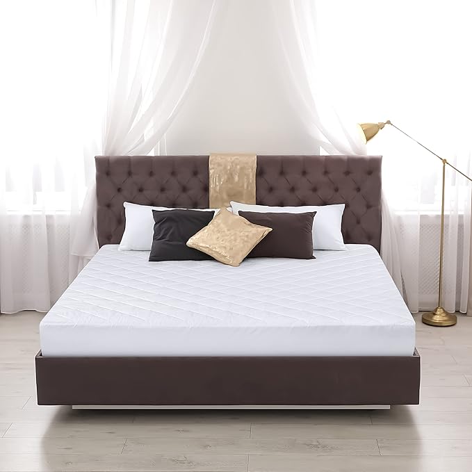 Utopia Bedding Quilted Fitted Mattress Pad, Short Queen Size, Elastic Fitted Mattress Topper Protector and Cover with Deep Pocket Stretches up to 16 Inches, Machine Washable (White)