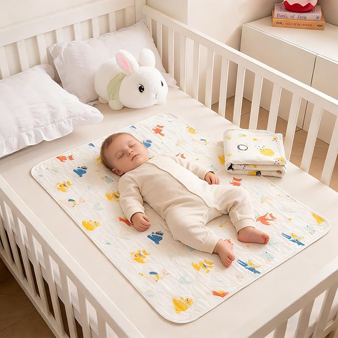 Baby Portable Diaper Changing Pad,Waterproof Changing Mat,Soft Comfortable,Foldable Travel Pad,Toddler Essentials Must Haves,Newborn Shower Gifts(2 Pcs-27"x35"-Astronaut & Fox Banana)