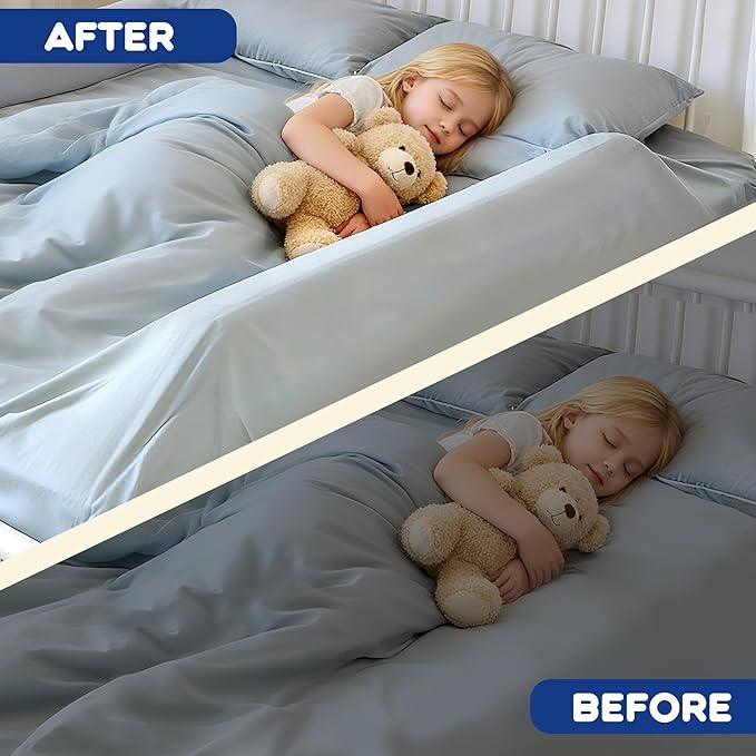 Waterproof Baby Bed Bumper for Toddler with Adjustable Band, Soft Kid Foam Bed Rail for Rental, Vacational, Full, Queen, Twin, King Size Bed, Green, 1 Pack