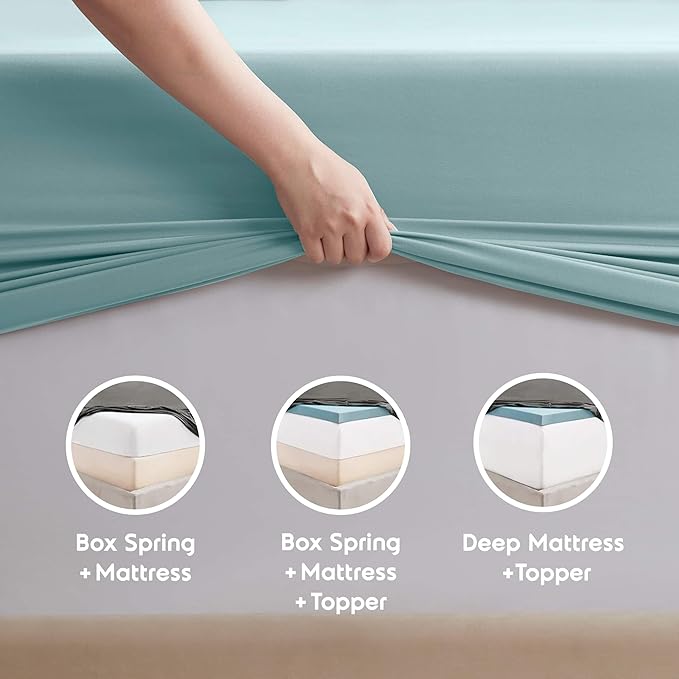 Nestl Queen Sheet Set - Luxury 1800 Ultra-Soft Microfiber Bed Sheets - Double Brushed - Deep Pockets - Easy Fit - 4 Piece Set - Bedding Sheets & Pillowcases (Queen, Light Blue)