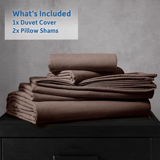 Nestl Chocolate Brown California King Duvet Cover Sets - Soft Prewashed Cal King Duvet Cover, 3 Piece, with Zipper Closure, 1 Duvet Cover 104x98 inches and 2 Pillow Shams