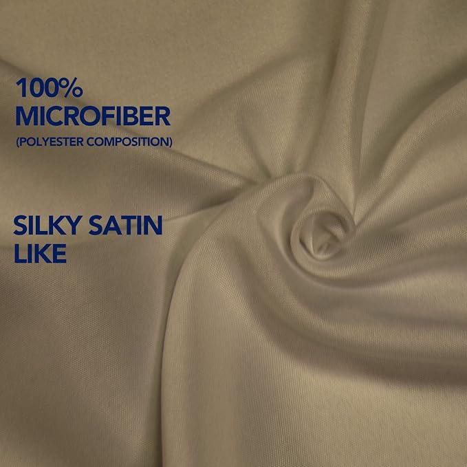 PureFit Wrap Around Ruffled Bed Skirt with Adjustable Elastic Belt - 14 Inch Drop Easy to Put On, Wrinkle Free Bedskirt Dust Ruffles, Bed Frame Cover for Queen, King and C-King Size Beds, Camel