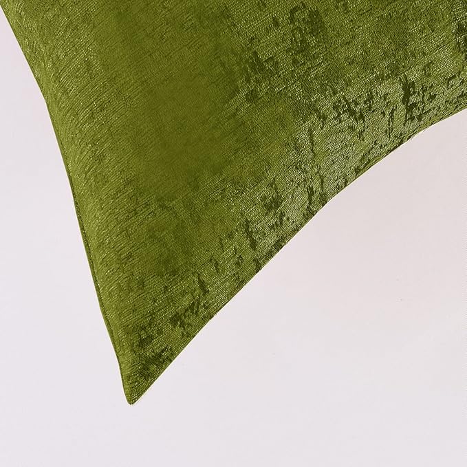 AMBERIS 2 Pillowcases (45×45cm)(Without Insert) Green, Chenille Soft No Fading Modern 2 Pillowcases (Without Insert)