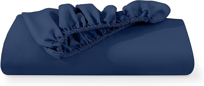 Bare Home Fitted Bottom Sheet Full Size - Premium 1800 Microfiber - Ultra-Soft Hotel Luxury - Deep Pocket - Durable and Long Lasting (Full, Dark Blue)