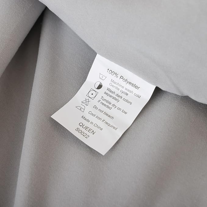 ROSGONIA King Size Comforter Set Grey, 3pcs King Comforter Set (1 Gray Comforter & 2 Pillowcases) All Season Soft Lightweight Bedspread Blanket Quilt