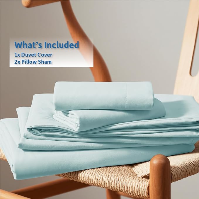 Nestl Light Blue Duvet Cover Full Size - Soft Double Brushed Full Size Duvet Cover Set, 3 Piece, with Button Closure, 1 Duvet Cover 80x90 inches and 2 Pillow Shams