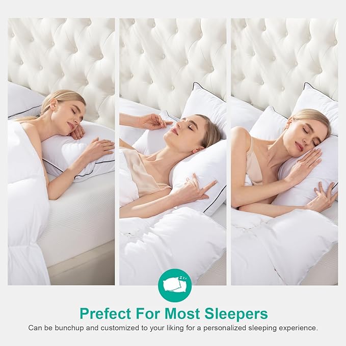 APSMILE Medium Firm Feathers Down Pillow Queen Size Pack of 1, Luxury Feathers Pillow for Sleeping, 100% Organic Cotton Cover Hotel Collection Bed Pillows for Side Sleeper (White, 20"x30")