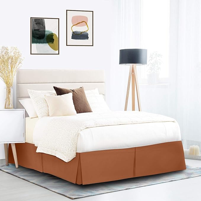Nestl Rust Bed Skirt Cal King Size - Cal King Bed Skirt 14 Inch Drop - Brushed Microfiber Bed Skirts - Hotel Quality Pleated Bed Skirt - Shrinkage & Fade Resistant