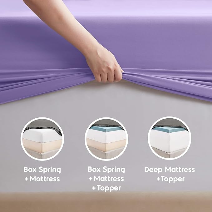 Nestl Split King Sheet Set - 1800 Ultra-Soft Microfiber Bed Sheets - Double Brushed - Deep Pockets - Easy Fit - 5 Piece Set - Bed Sheets & Pillowcases (Split King Size, Lavender)