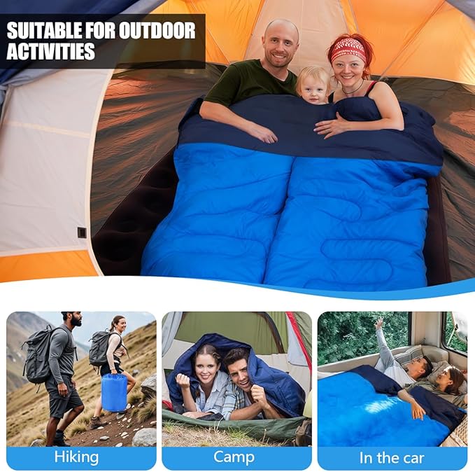 Camping Sleeping Bags for Adults Kids Waterproof Lightweight Sleeping Bag for Cold Weather or Warm Backpacking Hiking Mountaineering Indoor Outdoor Use