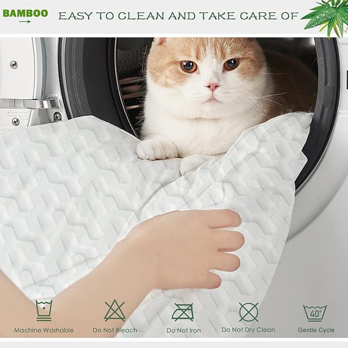 GRT King Size Waterproof Mattress Protector Rayon Bamboo - 3D Air Fiber Cooling Mattress Protector Cover, Breathable Mattress Pad Noiseless 8''-21'' Deep Pocket Machine Washable