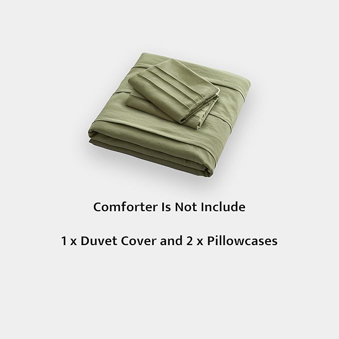 Oli Anderson Sage Green Duvet Cover King Size - Pleated King Duvet Cover, 3PCS Soft and Breathable Textured Bedding Set with Zipper Closure(Sage Green,104"x90")