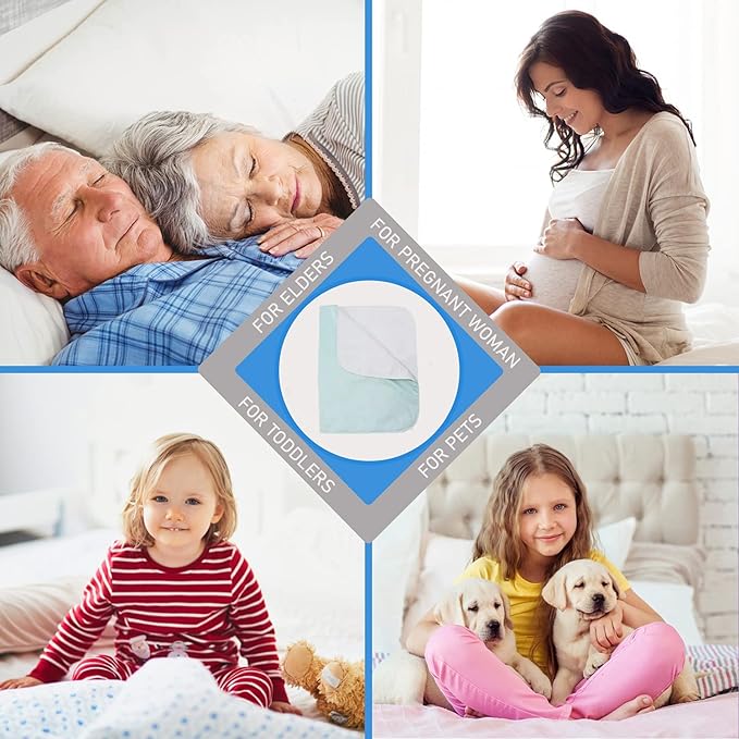 Nobles Incontinence Bed Pads - Waterproof, Reusable & Washable Bed Pad - Absorbent Underpad Mattress Protector for Bed Wetting - Washable Incontinence Pads - 81x36-4 Pack (Green)