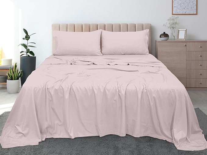 Royale Linens 300 Thread Count 100% Long Staple Combed Cotton Flat Sheet - Super Soft - Top Sheets - Full Flat Sheet Sold Separately - Breathable, Cool & Crisp Percale Sheets Only (Twin XL, Lavender)