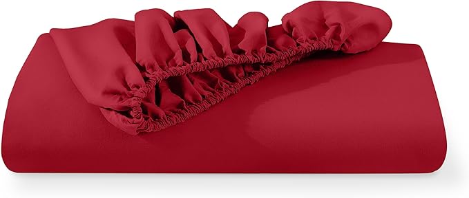 Bare Home Fitted Bottom Sheet King Size - Premium 1800 Microfiber - Ultra-Soft Hotel Luxury - Deep Pocket - Durable and Long Lasting (King, Red)