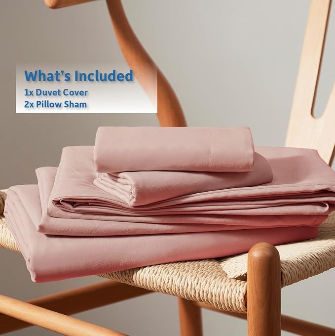 Nestl Blush Pink Duvet Cover Full Size - Soft Double Brushed Full Size Duvet Cover Set, 3 Piece, with Button Closure, 1 Duvet Cover 80x90 inches and 2 Pillow Shams