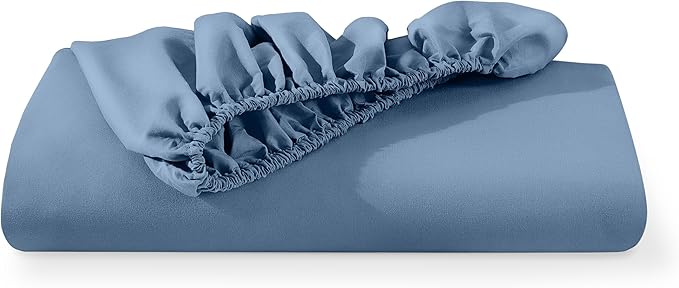 Bare Home Fitted Bottom Sheet Twin - Premium 1800 Microfiber - Ultra-Soft Wrinkle Resistant - Deep Pocket - Fitted Sheet (Twin, Coronet Blue)
