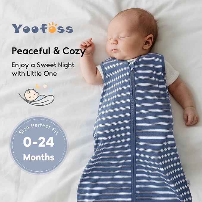 Yoofoss Baby Sleep Sack 18-24 Months 0.5 Tog Wearable Blanket for Baby, 3 Pack 100% Organic Cotton Infant Toddler Sleeping Sack 2-Way Zipper Lightweight Sleep Sack