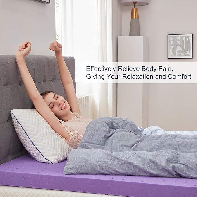 SINWEEK 4 Inch Gel Memory Foam Mattress Topper Ventilated Soft Pressure Relieve Mattress Pad, Breathable Bed Topper, CertiPUR-US Certified, King Size