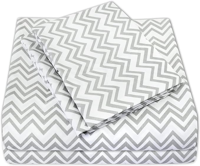 Twin Sheets - Breathable Luxury Sheets with Full Elastic & Secure Corner Straps Built In - 1800 Supreme Collection Extra Soft Deep Pocket Bedding Set, Sheet Set, Twin, Chevron Gray