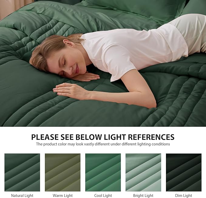 Full Comforter Set Emerald Green - Bed in a Bag Full Size 7 Pieces, Soft Bedding Set for All Seasons, Premium Comforter Set with Comforter, Sheets, Pillowcases & Shams