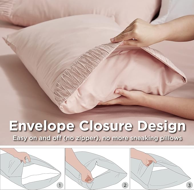Bedsure Queen Sheet Set - 4 Pieces Soft Queen Size Sheets - Breathable & Cooling - Hotel Luxury - Easy Care Polyester Microfiber Bedding for Women, Men, Dusty Pink