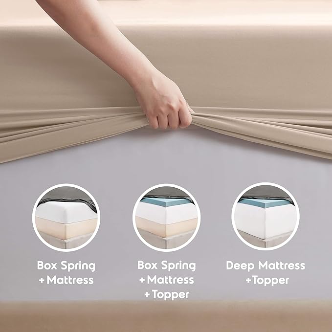 Nestl Short Queen Sheet Set - 1800 Ultra-Soft Microfiber - Double Brushed - Deep Pockets - Easy Fit - 4 Piece Set - Bed Sheets (Short Queen, Beige Cream)
