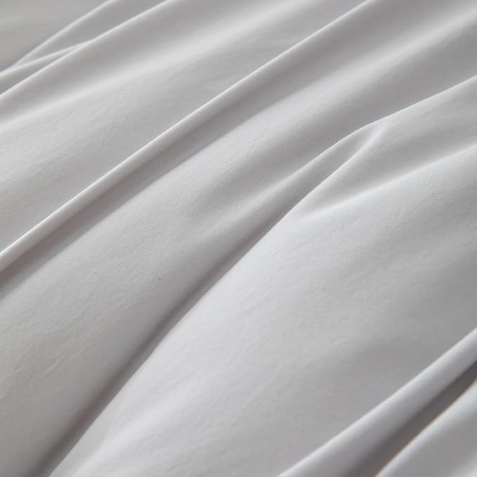 Bedorm Gray Duvet Cover Set King Ruffle Bedding Set Pleat Ruffled Shabby Chic Comforter Cover Extra Soft & Easy Care Gray Boho Duvet Cover with Zipper Closure