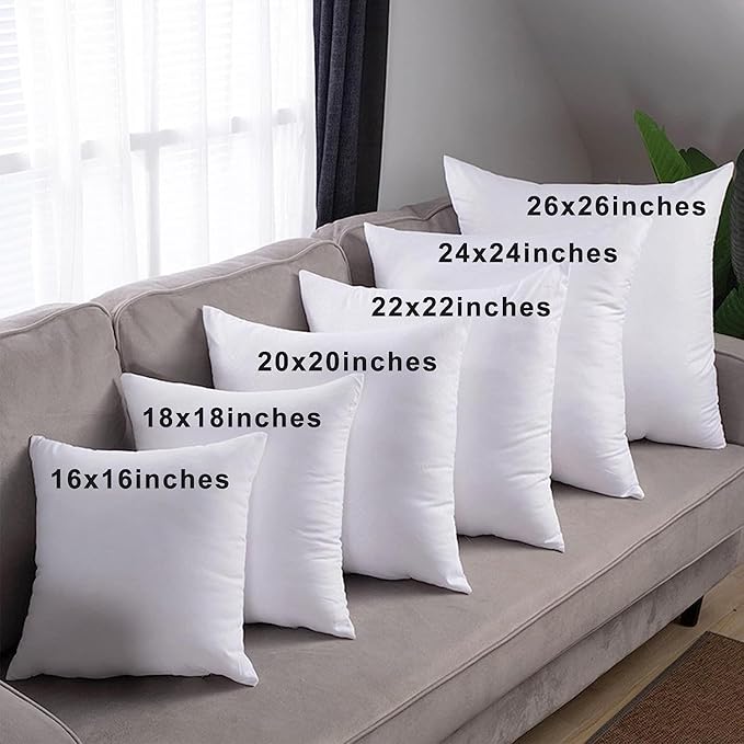 HITO 18x18 Pillow Inserts (Set of 4)- 100% Cotton Covering Down Alternative Throw Pillows White for Couch Bed Sofa
