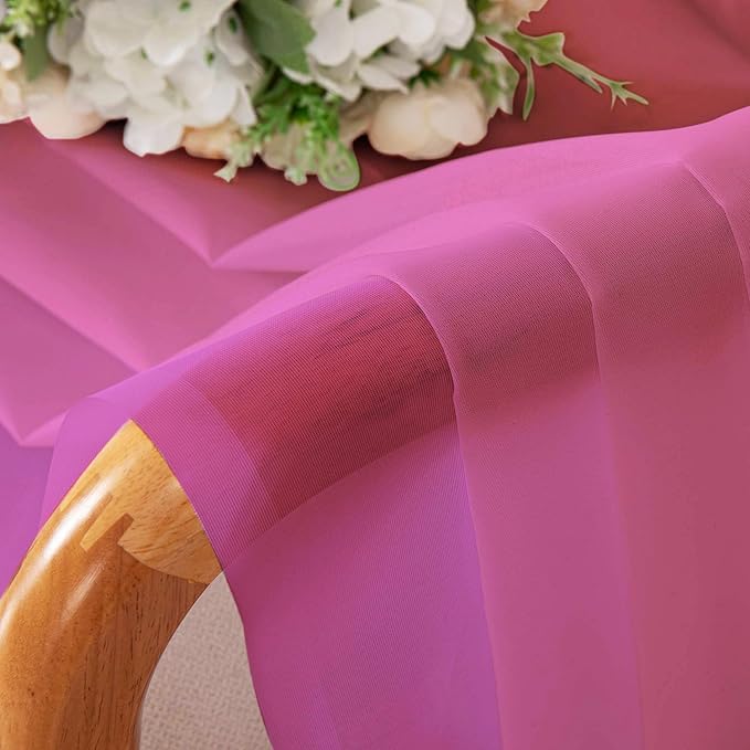 Chyhomenyc Sheer Curtains 108 Inch Length 2 Panels Set, Extra Long Light Filtering Solid Voile Window Drapes for Living Room Bedroom, 42Wx108L, 9FT Length, Set of 2, Hot Pink