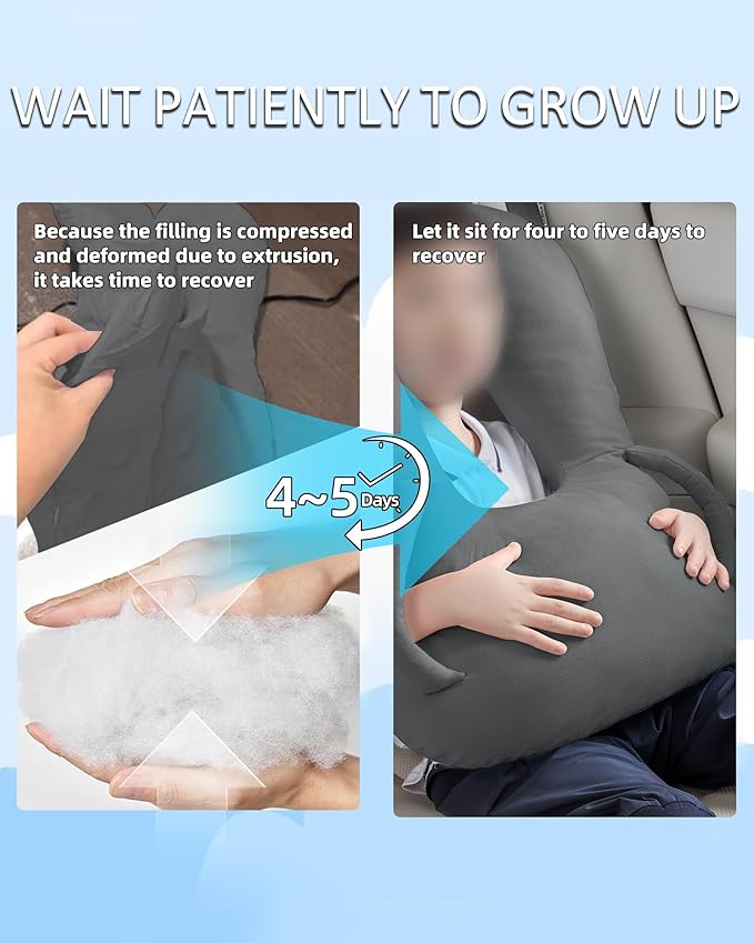 BEBAS U-Shaped Kids Travel Pillow for Car Travel Accessories for Children Adults - Soft Breathable Supports Neck Head for Sleeping - Adjustable Strap for Airplane Long Road Trip