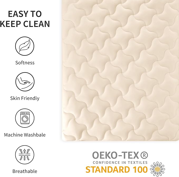SLEEP ZONE King Mattress Pad Cover with Deep Pocket 8-21 inch, Cooling and Soft Mattress Topper for Adults, Easy Care Mattress Protector, Machine Washable (Beige, King)