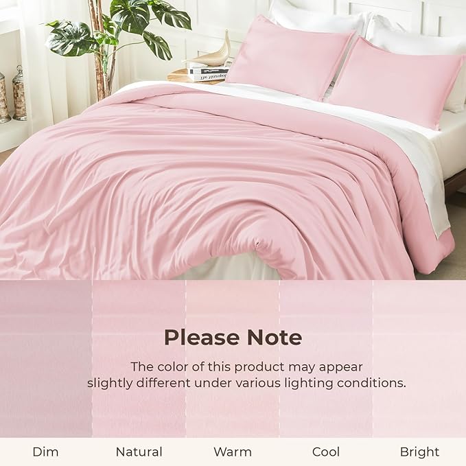 Litanika Comforters Pink Super King Size, 3 Pieces Lightweight Solid Bedding Set & Collections, All Season Fluffy Bed Set (120x120In Comforter & 2 Pillowcases)