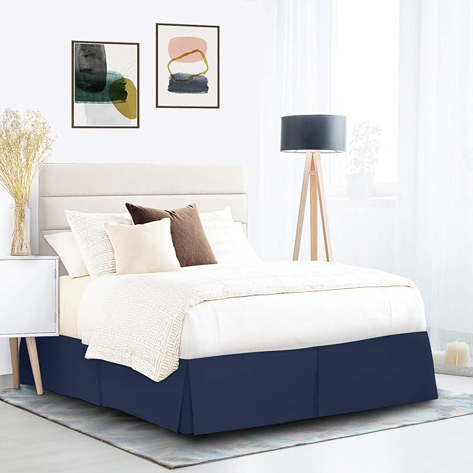 Nestl Navy Blue Twin XL Bed Skirt - Twin XL Size Bed Skirt 14 Inch Drop - Brushed Microfiber Bed Skirts - Hotel Quality Pleated Bed Skirt - Shrinkage & Fade Resistant