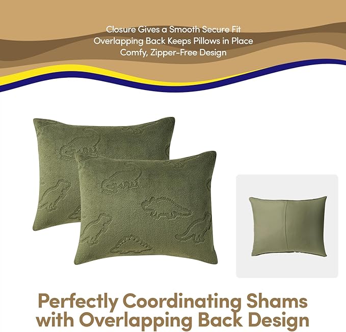 Full Size Kids Comforter Set - Dinosaur Embossed Bedding Set Bed in a Bag for Boys and Girls Toddlers Sheet Set and Comforter, Dinosaur Embossed