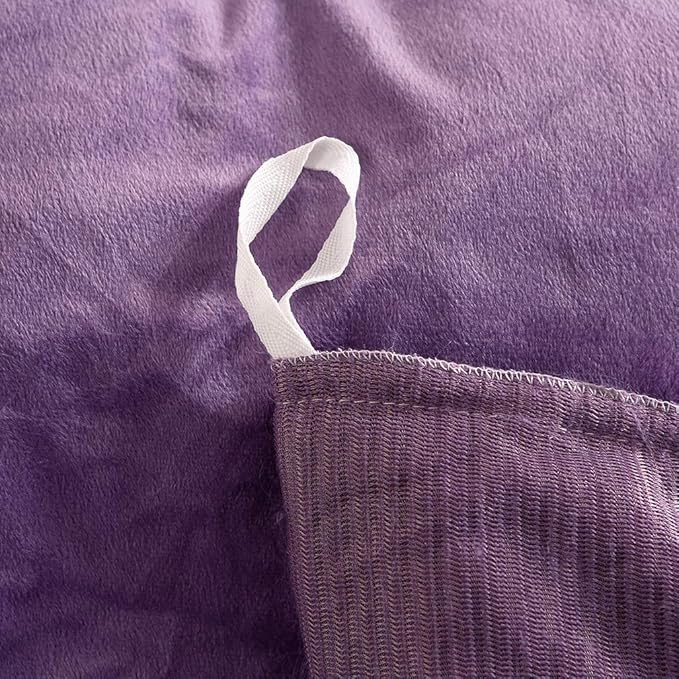 Uhamho Faux Fur Velvet Fluffy Bedding Duvet Cover Set Down Comforter Quilt Cover with Pillow Shams, Ultra Soft Warm (King, Purple)