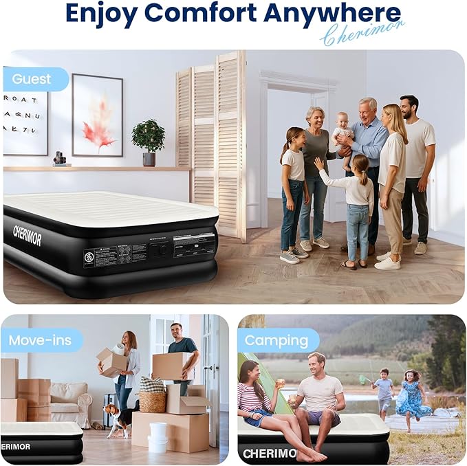 Twin XL Air Mattress with Built in Pump, Upgraded 80" Extra Long Twin Size Air Mattress, Multi-Layer Leakproof & Support 500 lbs, 2-Min Fast Inflation, Blow Up Bed for Home Camping Guests