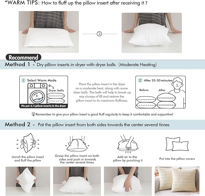 MIULEE Euro 26 x 26 Pillow Inserts (Set of 2) -Decorative Throw Pillows for Couch Sofa with 100% Cotton Covers