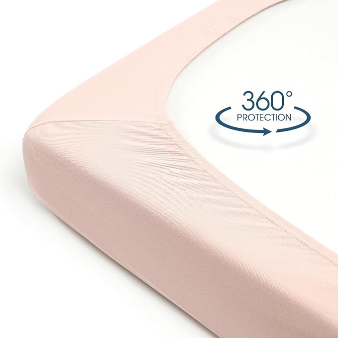 GRSSDER Jersey Crib Sheets for Girls, Stretchy Ultra Soft Crib Fitted Sheets Set 2 Pack, Universal Fit All Standard Crib Mattress Pads Safe and Snug, White/Pink