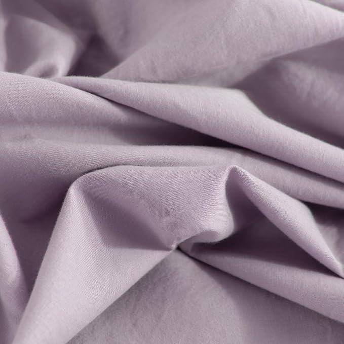NEXHOME PRO Duvet Cover Set 100% Washed Cotton Oversized Queen 92"x98", Organic Natural Linen Look Textured 3 Pieces Bedding Set Lavender Lilac with Zipper Closure, Breathable Soft (No Comforter)