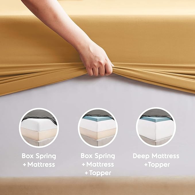 Nestl Full XL Sheet Set - Luxury 1800 Ultra-Soft Microfiber Full Extra Long Bed Sheets - Double Brushed - Deep Pockets - Easy Fit - 4 Piece Set - Bedding Sheets & Pillowcases (Full XL, Camel Gold)