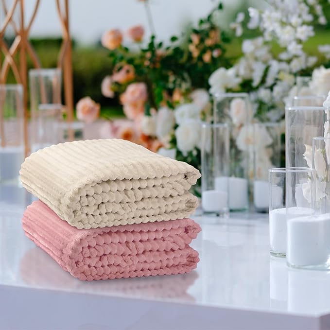 Buryeah 24 Pcs Flannel Throw Blanket Bulk 50 x 60 in Sleepover Blanket Outdoor Wedding Throw Lightweight, Oeko-tex Standard 100 Certified for Sofa Homeless Gifts (Sage Green,Ivory,Pink,Terracotta)