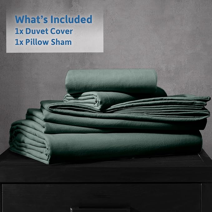 Nestl Forest Green California King Duvet Cover Sets - Soft Prewashed Cal King Duvet Cover, 3 Piece, with Zipper Closure, 1 Duvet Cover 104x98 inches and 2 Pillow Shams