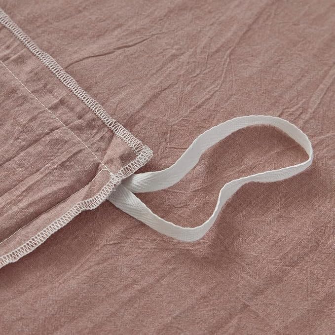 Face Two Face Bedding Duvet Cover Set 3 Pieces 100% Washed Cotton Duvet Cover Linen Like Textured Breathable Durable Soft Comfy (King, Old Pink)
