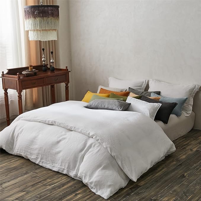 Simple&Opulence 100% Linen Lumbar Pillow Cover 12 x 20 Inches Set of 2 Rectangular Decorative Throw Cushion Cover for Couch Sofa Bed Living Room Office Soft Breathable Farmhouse - Dusty Blue