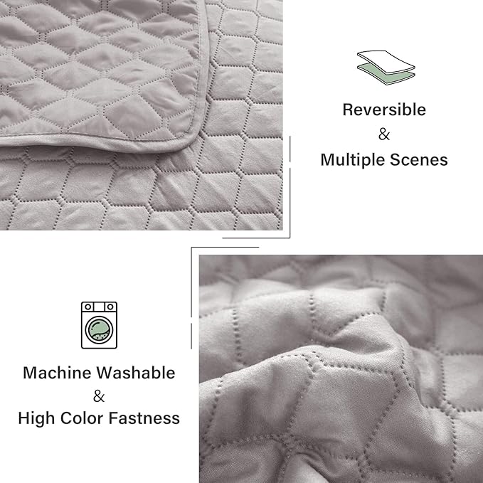 Exclusivo Mezcla Reversible California King Size Quilt Bedding Set with Pillow Shams, Lightweight Quilts Cal King Size, Soft Bedspreads Bed Coverlets for All Seasons - (Light Grey, 112"x104")