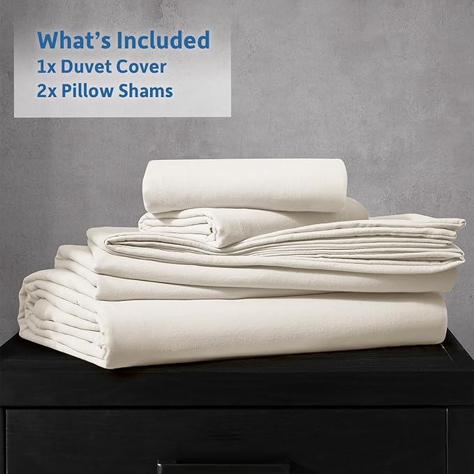 Nestl Off White Duvet Cover King Size - Soft Prewashed King Duvet Cover Set, 3 Piece, with Zipper Closure, 1 Duvet Cover 104x90 inches and 2 Pillow Shams - No Comforter