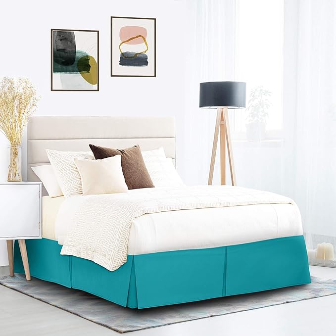 Nestl Teal Bed Skirt Queen Size - Queen Bed Skirt 14 Inch Drop - Brushed Microfiber Bed Skirts - Hotel Quality Pleated Bed Skirt - Shrinkage & Fade Resistant